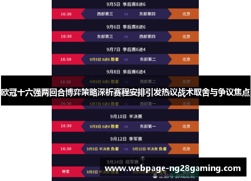 欧冠十六强两回合博弈策略深析赛程安排引发热议战术取舍与争议焦点